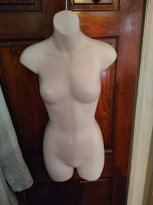 White Female Mannequin Body Torso Hip Long Hollow Back Dress Form Hanging Hook - Image 1 of 2