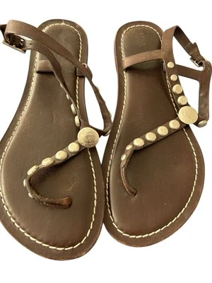 Bernardo Vintage MOJO Sandal Lux Calf Chocolate Brown T-Strap Silver  Size 10 - Image 1 of 4