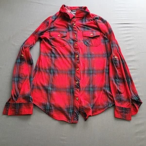 Rue 21 Shirt Womens Small S Long Sleeve Button Up Pocket Plaid Woven Red - Picture 1 of 10