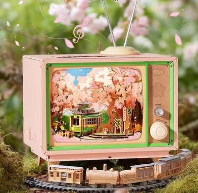 Rolife Sakura Dreamy Tour Music Box with LED 3D Wooden Puzzle Kits Xmas Gifts - image 1 of 4