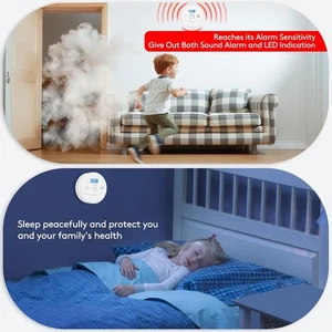 ARIKON Smoke & Carbon Monoxide Detector Combo – 6 Pack, LCD & 85dB Alarm - Foto 1 di 7