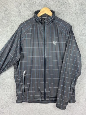 Chaqueta cortavientos Sunice Tornado Flexvent para hombre grande negra azul a cuadros golf para hombre Foto 1 de 4