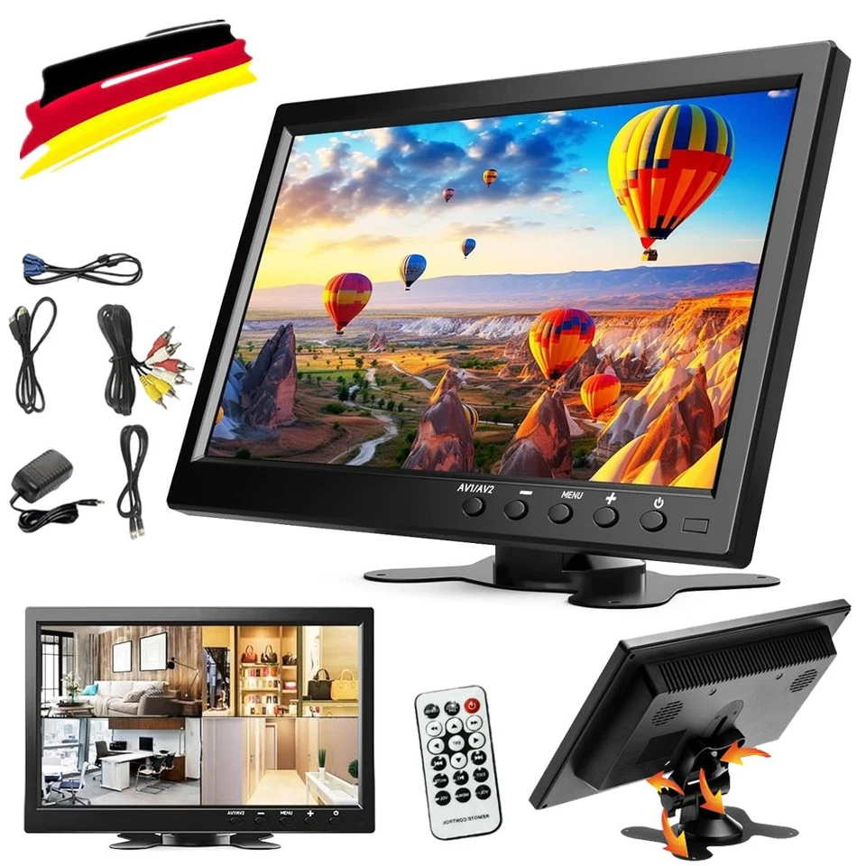 10.1 Zoll HD Display Bildschirm PC Auto Monitor CCTV AV/BNC/VGA/HDMI Speaker NEU - Bild 1 von 4