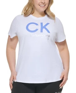 Calvin Klein Performance Plus Size Short Sleeve Logo T-Shirt - 3X, White #113 - Picture 1 of 8