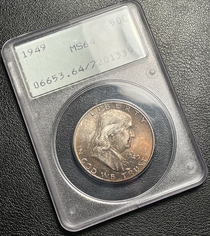 PCGS MS64 1949 Franklin Half Toned Rattler OGH Cover