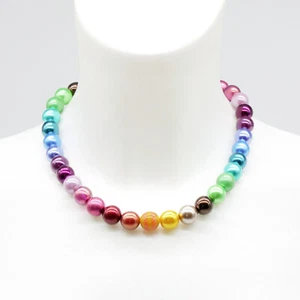 Halskette Perlenkette bunt "Colors" Made in Germany Materialmix besonders - Bild 1 von 13