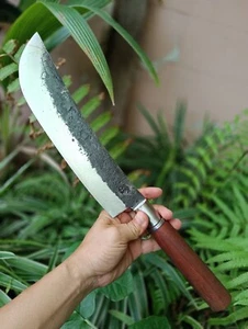 Coltello da campeggio fatto a mano Machete Chopper 11,4” acciaio forgiato, manico palissandro - Foto 1 di 14