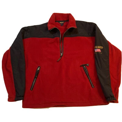 Woolrich Polartec Black Red Fleece Pullover Jacket Mens Medium 1/2 Zip - Image 1 of 4