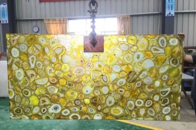 Golden Yellow Agate Semi Precious Stone Translucent Panels, Agate Coffee Table - Image 1 of 4