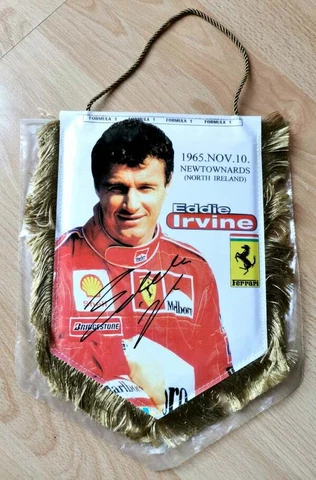 F1, Formula 1 Eddie Irvine signed Ferrari pennant Cover
