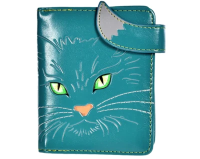 Fluffy Green Eyed Kitty - Small Faux Leather Wallet by ShagWear - Image 1 of 4