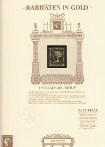 Raritäten in GOLD. Die Blaue Mauritius in GOLD - Limitierte Auflage - Bild 1 von 1