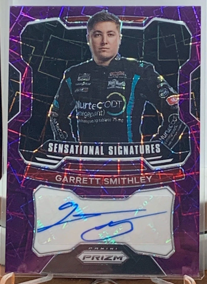 Garrett Smithley 2022 Panini Prizm Sensational Signatures Purple Velocity 54/99 - Image 1 of 2
