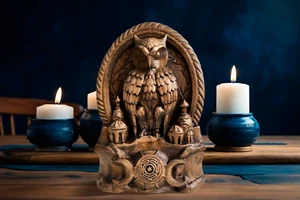 Hecate's Owl Statue Bird Idol Greek Goddess For Pagan Home Altar Kit Wicca Decor - Picture 1 of 3