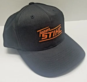 Team STIHL Snapback Embroidered Baseball Hat Black Orange Cap Stihl Outfitters - Picture 1 of 9