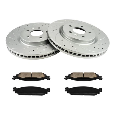 Fit For 2011-2014 Ford Explorer Base Front Drilled Disc Rotors & Brake Pads - Image 1 of 4