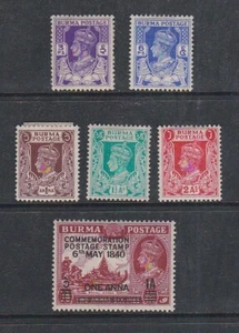 Burma 1940 Mint MLH Part Set Definitive King George VI Portrait Commemoration - Picture 1 of 1