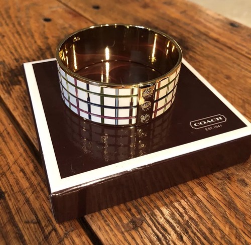 Bracciale COACH $168 oro smaltato plaid multicolore Tattersall Chunk