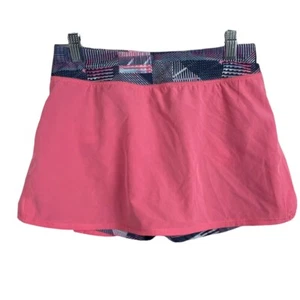 Heelys Size L Girls Skort Skirt Salmon Mixed Pattern Blue Waistband - Picture 1 of 7