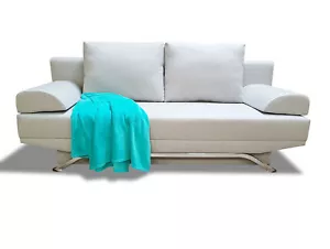 Schlafsofa mit Bettkasten Schlafcouch Sofa Couch SAVOS Stoffbezug pastell GRAU - Bild 1 von 5