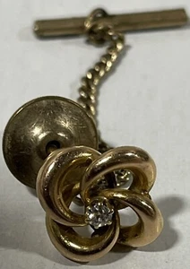 Vintage Tie Pin, Love Knot Gold Tone Tie Tack, Pl1 - Picture 1 of 1