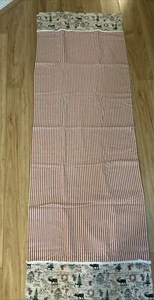 Christmas Farmhouse Red Stripes Ticking Fabric  Table Runner 64x 22 In - Picture 1 of 6