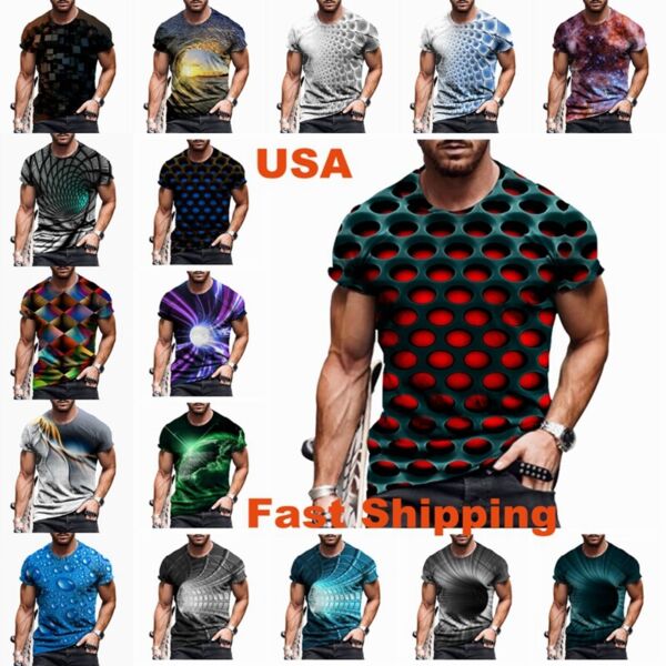 ⭐Men T Shirts 3D Novelty Graphic Fashion Casual Fitness Short Sleeve Tee T-Shirt
