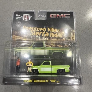 M2 Machines 1976 GMC Sierra Grande 15 SS02 Green Downtown Vibes Diorama NEW - Picture 1 of 11