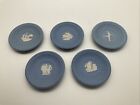 COLLECTION OF 5 X WEDGWOOD BLUE JASPERWARE FLUTED PIN DISHES
