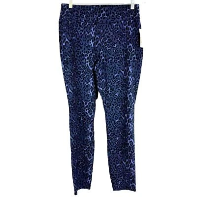 Philosophy NWT Blue and Black Leopard Print Pull On Pants Size 10 Elastic Waist - Image 1 of 4