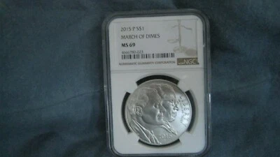2015 P - March of Dimes Commemorative Silver Dollar - NGC MS 69 - Image 1 of 2