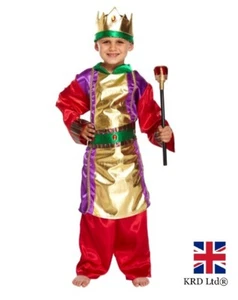 Boys KING COSTUME Wise Man Fancy Dress Kids Child Nativity Play Book Week Outfit - Picture 1 of 5