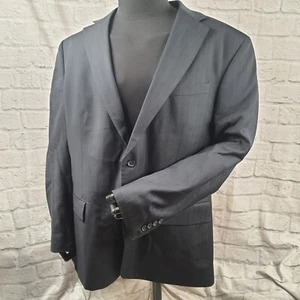 Geoffrey Beene Mens 48L Wool Sport Coat Black Pinstripe Jacket - Picture 1 of 10