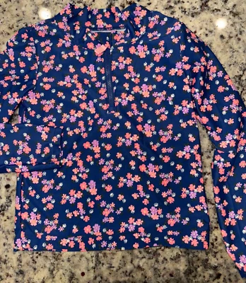 Girls Size 6/6X Carter's Sun Protection Long Sleeve Top ~ Shirt ~ Blue Neon Pink - Image 1 of 3