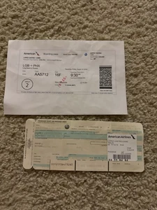 Vintage American Airlines Boarding Pass & Ticket Set — August 19, 2016 - Picture 1 of 1