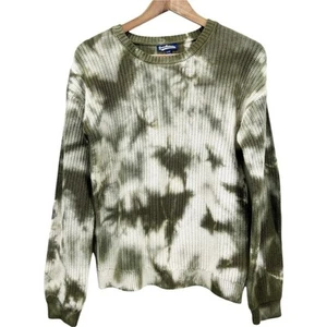 Freshman Rib Knit Sweater Girls XL Tie Dye Winter Moss Green Chunky Retro Hippie - Picture 1 of 9