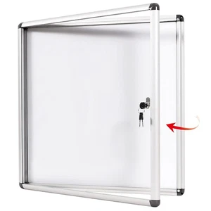 SWANCROWN Lockable Noticeboard White Bulletin Boards Magnetic Wall Mount Mess... - Picture 1 of 9