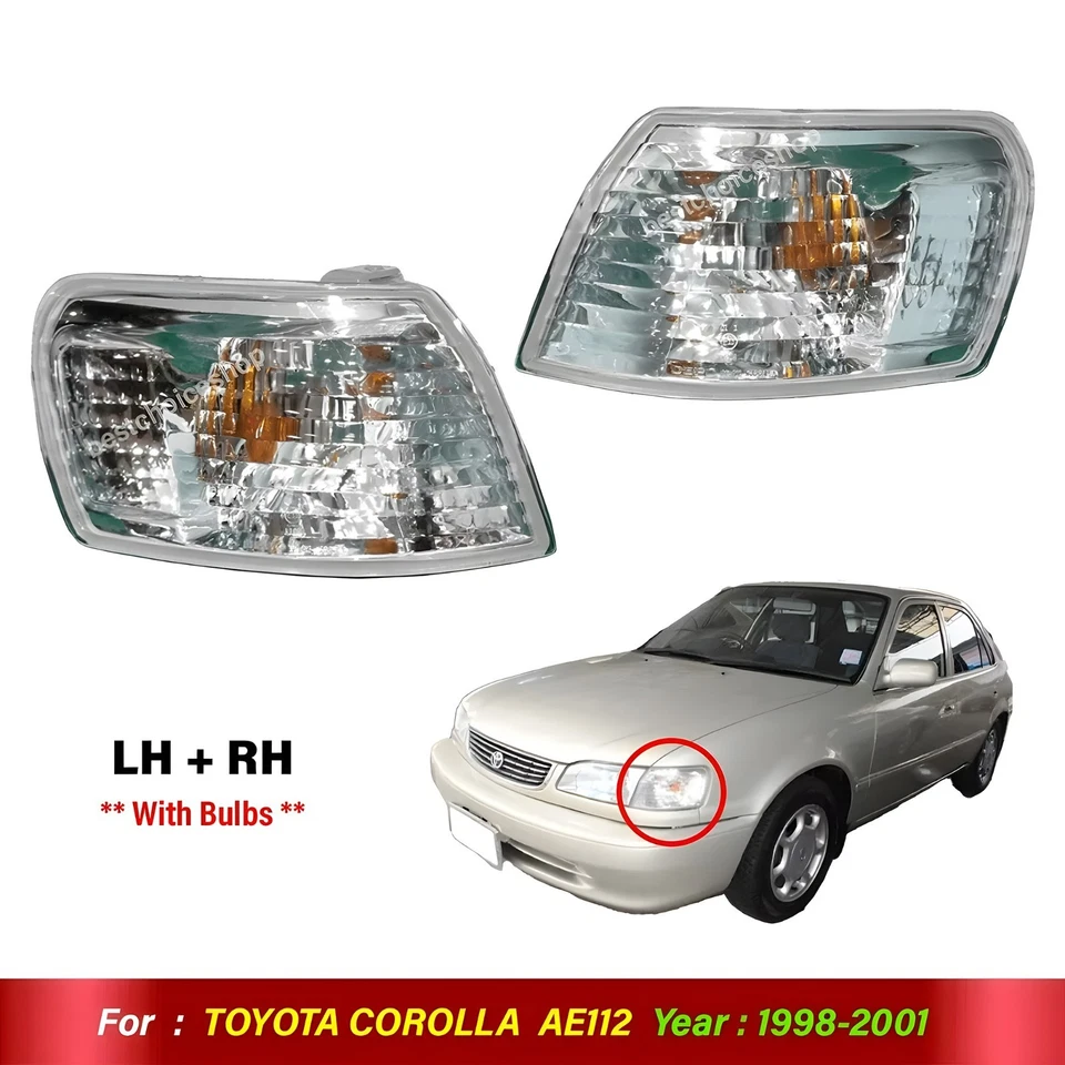 Fit For TOYOTA COROLLA AE112 / PAIR FRONT CORNER TURN LIGHT LAMP SET/ 1998-2001 Foto 1 de 4