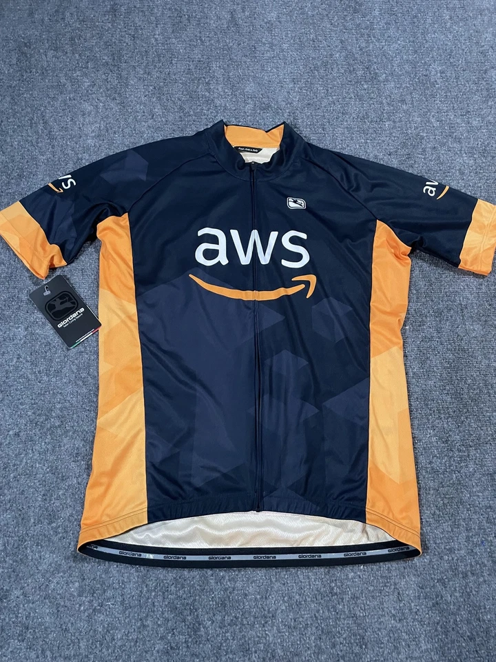 Camiseta deportiva de ciclismo Giordana AWS para hombre XL naranja azul marino Vero Pro manga corta bicicleta Foto 1 de 4