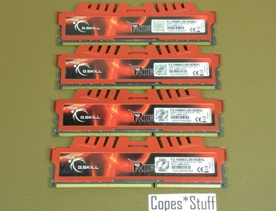 LOTE (4) x 4GB = 16GB RAM G Skill Ripjaws X G3-10666CL9D-8GBXL DDR3 PC3-10666u Foto 1 de 2
