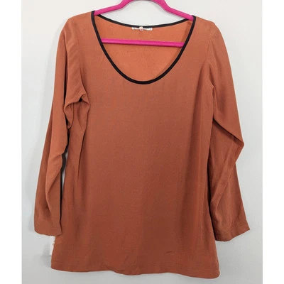 Vintage YSL Saint Laurent Scoop Neck Blouse Burnt Orange Size 40 Fits US M - Image 1 of 4
