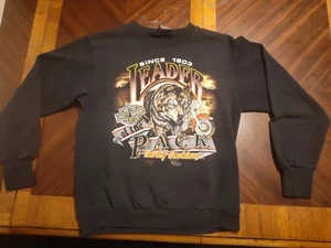Harley Davidson 3D Emblem Pullover Sweatshirt 1990 Leader of the pack crewneck M - Picture 1 of 5
