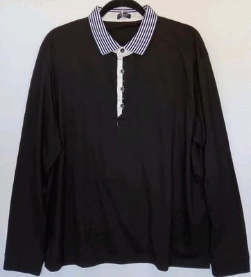 NUEVO CON ETIQUETAS COOFANDY Para hombres Talla 2XL Negro Informal Manga Larga Polo Cuello a Rayas Foto 1 de 4