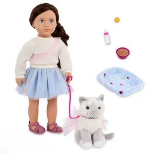 Conjunto de muñeca y gatito mascota Our Generation Mindy & Pepper 18"" nuevo - Imagen 1 de 7