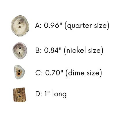 Antler Buttons for Crafts - Pack of 12 Natural Crafting Buttons - Image 1 of 4