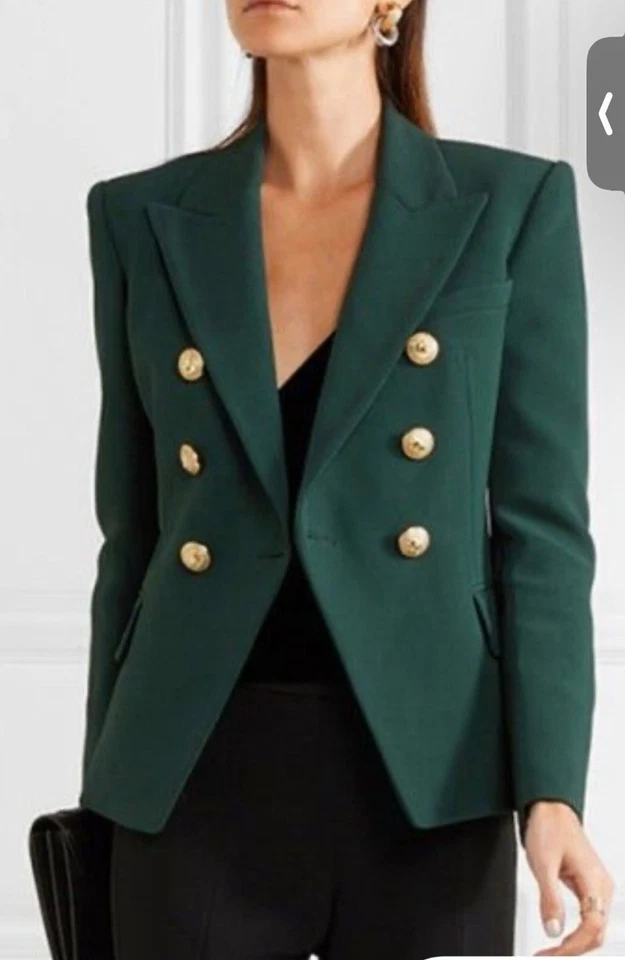 Balmain Green Women's Blazer Jacket Small Gold Buttons Size Small - Image 1 of 1