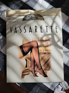 Calze calze calze lunghe Vassarette pizzo coscia alta nylon trasparente nere VINTAGE - Foto 1 di 7