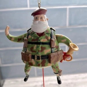 Vintage Military 4" Santa Pull Toy Christmas Ornament with USA Star Pull - Picture 1 of 5