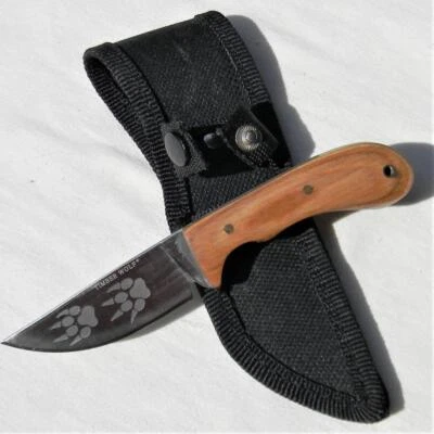 TIMBER WOLF model TW189 small Hunter wood handle nylon sheath -perfect EDC knife - Image 1 of 4