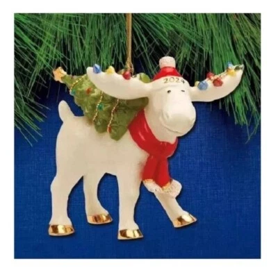 Lenox 2024 Marcel The Moose with Christmas Tree Ornament NEW IN BOX!